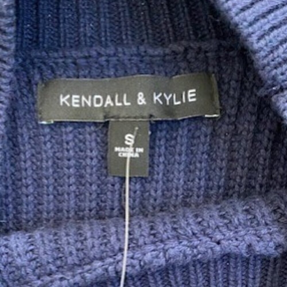 NWT Kendall and Kylie Navy Blue Cropped Knit Sweater Small - Picture 11 of 13
